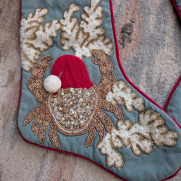 PIER 1 EMBROIDERER CHRISTMAS STOCKING - Picture 1 of 3